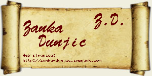 Žanka Dunjić vizit kartica